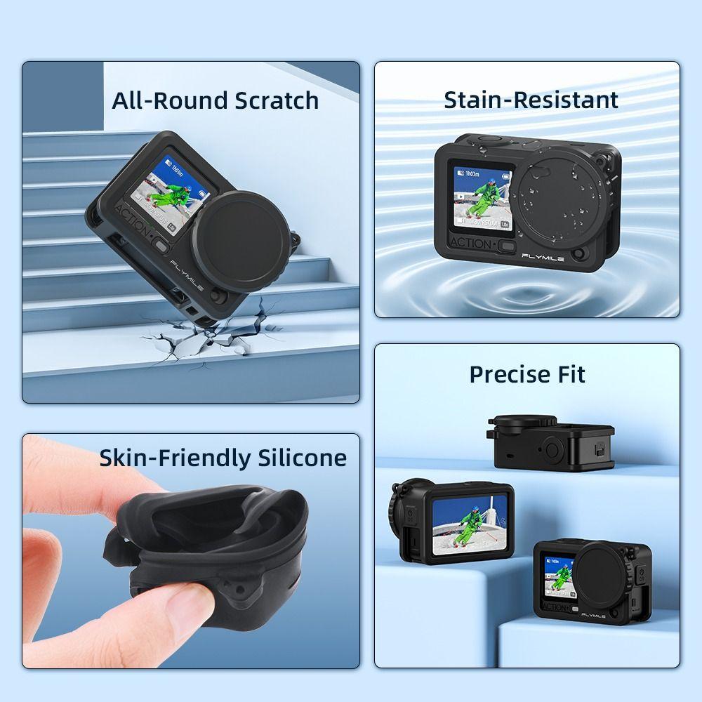 Silicone Protective Case Anti-Scratch With Anti-lost Rope Lens Cap Shockproof Case Cover for DJI Osmo Action 6