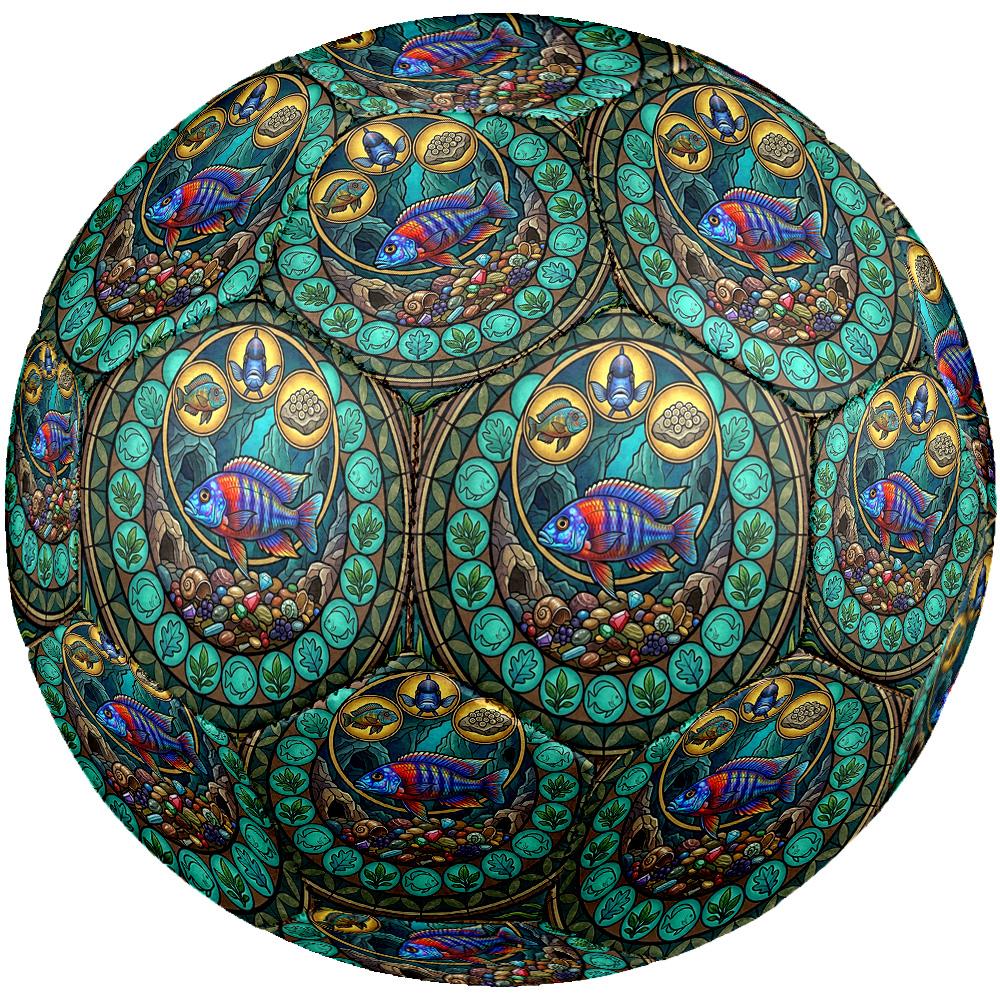 Aquatic Life Mandala Round Football Size 5 Adult Ball Suitable for Training Matches and Outdoor Team.