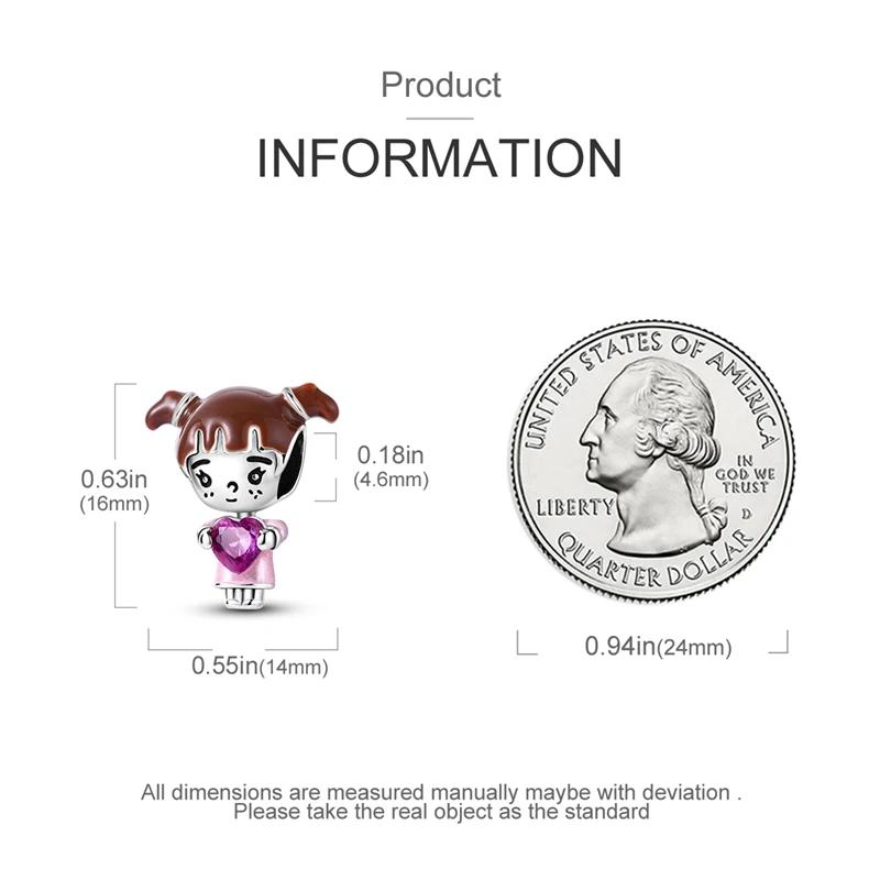 Charm Bead Charms Copper Cute Pink Heartshaped Girl Pendant Bead Charms Compatible With Charm Bead Charms Plata Authentic Bracelets Bead Charms Women