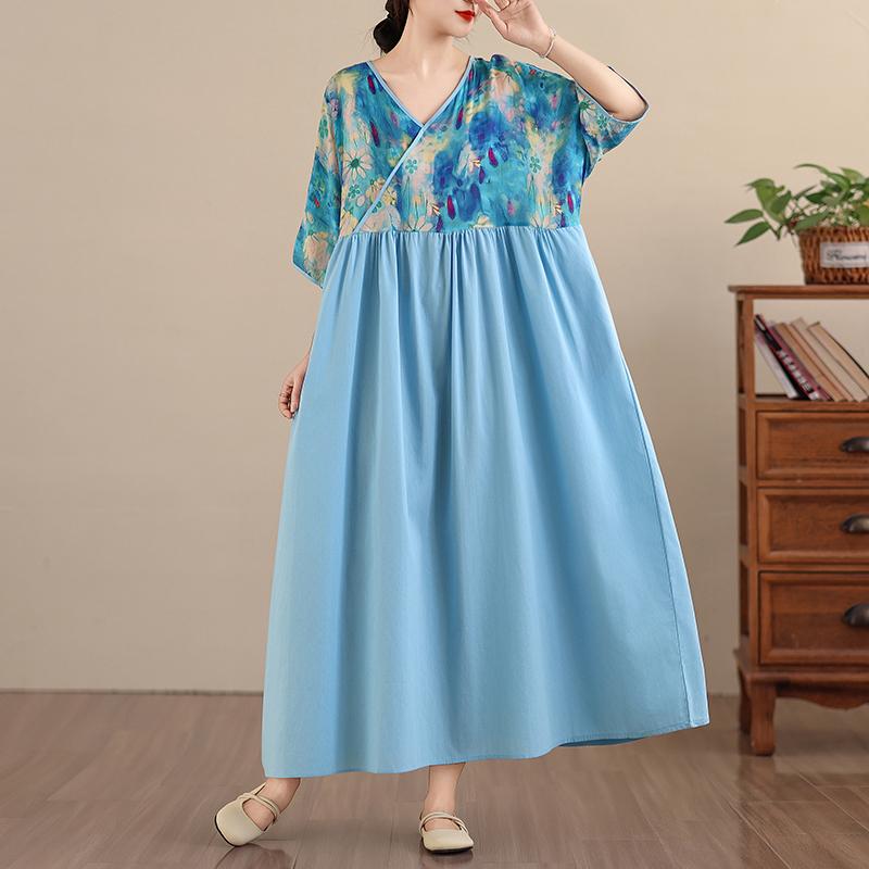DIMANAF New 2026 Women Plus Size Summer Beach Lady Long Dress Loose Oversize Maxi Floral Print Fashion Cotton