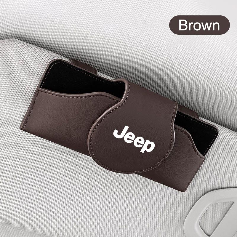Cup Holders Leather Car Glasses Case Sunglasses Storage Box Clip For Jeep Renegade Wrangler JL JK Gladiator Grand Cherokee Compa