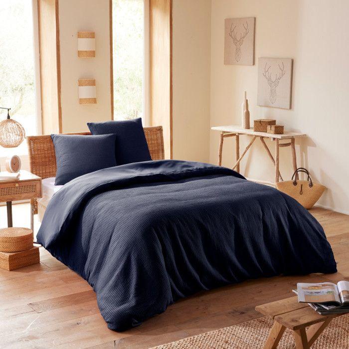 "Honeycomb" Duvet Cover Set 260 X 240 for Double "King Size" Bed 160 To 180 Cm - Night Blue Honeycomb
