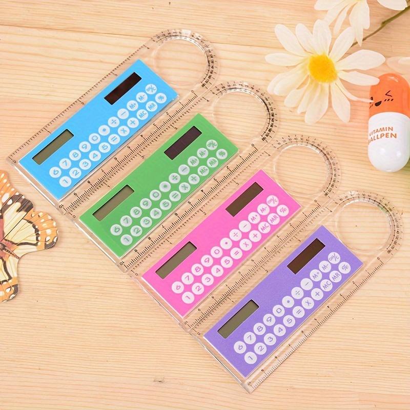 1pc High-Quality Solar Mini Calculator with 10cm Ruler - Colorful, Compact Multifunctional Arithmetic Tool for Students & Office Use,