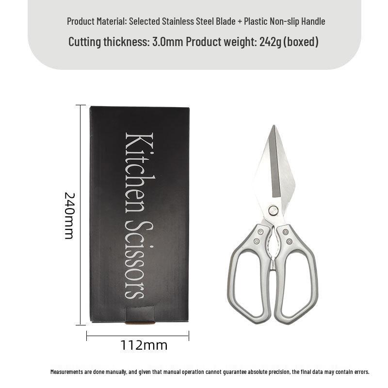 Stainless Steel Multifunctional Kitchen Shears for Cutting Bone, Scraping Fish Scales, and Barbecuing