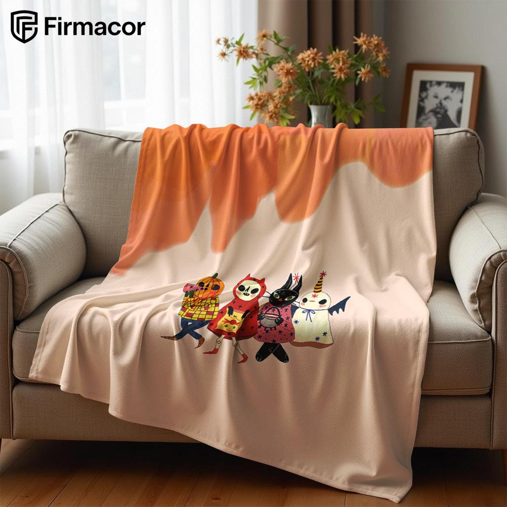 Halloween Cartoon Lightweight Microfiber Soft Christmas Fleece Blanket Warm Cozy Throw for Bed Sofa Office Travel All Season