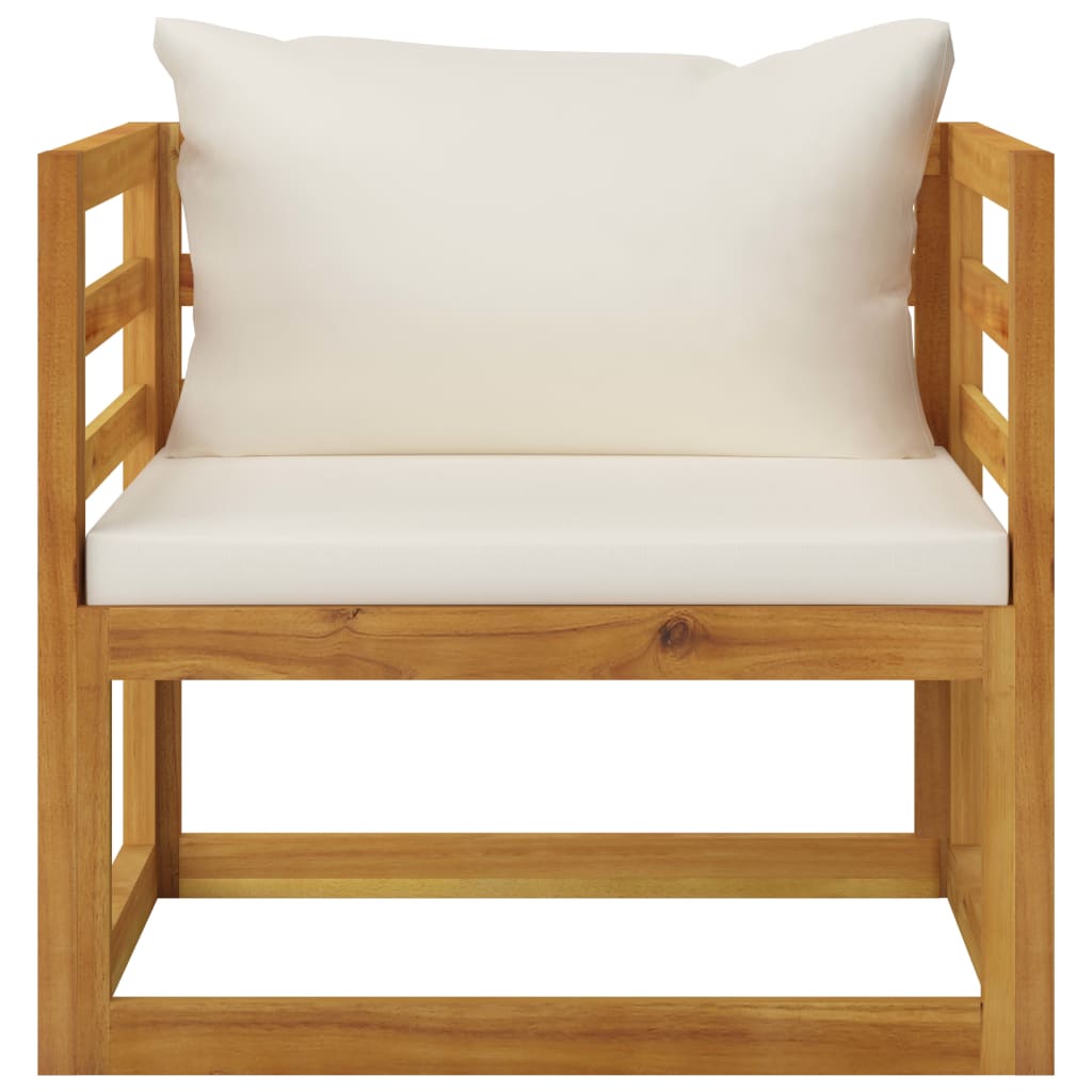7 Piece Cream Garden Lounge Set with Cushions Solid Acacia Wood