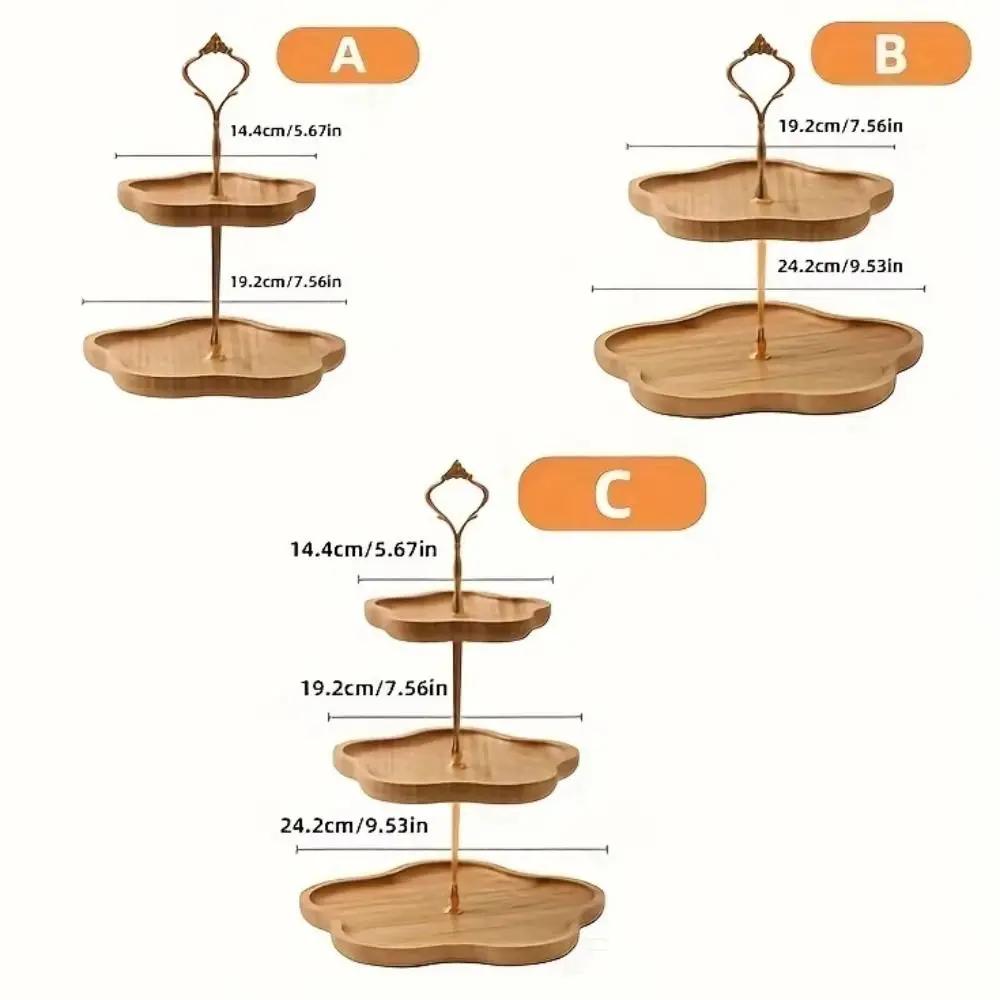 Flower-Shaped Cake Display Stand Bamboo Large Capacity Snack Storage Plate Eco-friendly 2/3Layer Dried Fruit Basket Holiday