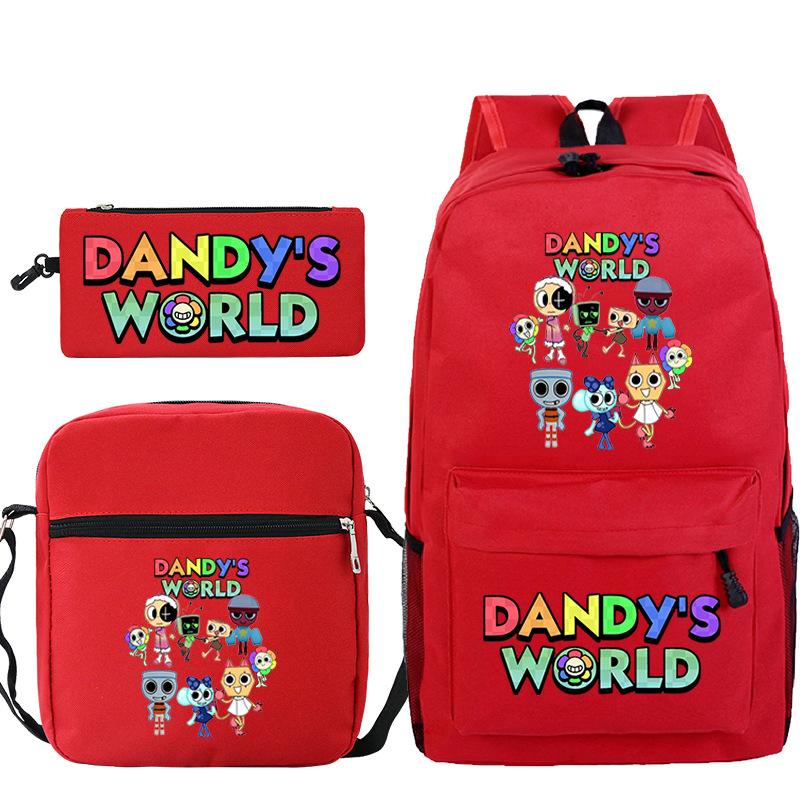 Dandy'S World Printed Fashion Children'S Pencil Case Messenger Bag Three-Piece Set Primary And Secondary School Bag