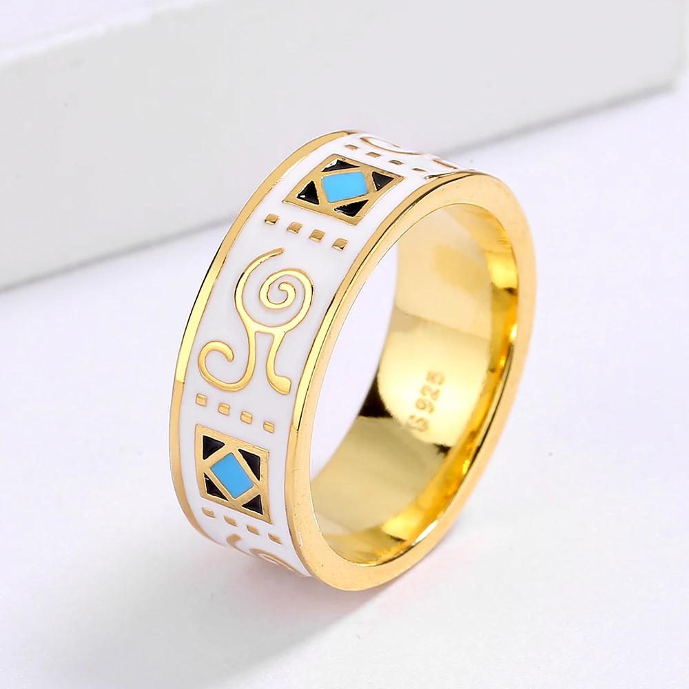 Anillo Clásico para Hombre Moda Patrón Irregular Anillo Esmaltado