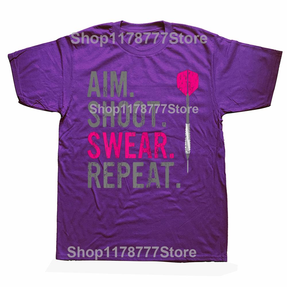 

Funny Aim Shoot Swear Repeat Darts T Shirt Cotton Streetwear Birthday Gifts Mens Clothing Fashion Casual Loose Oversized T Shirt 4XL