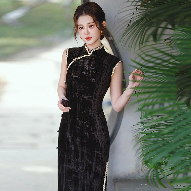 Sleeveless national style new Chinese long cheongsam improved young 1011 new women's high-end retro dress summer
