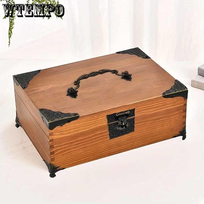 1set Jewelry Box Antique Lock Latch Hinge Handle Box Corner Guard Set for DIY Jewelry Boxes Antique Brass Excludes Jewelry Boxes