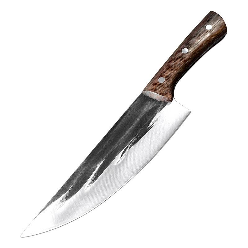 Cuțit de bucătar lucrat manual Satâr pentru carne Mâner din lemn din oțel inoxidabil Cuțite de tăiat chinezești