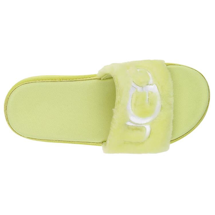 UGG Laton Fur Slide Yellow Slippers Women's 1111236-MRT