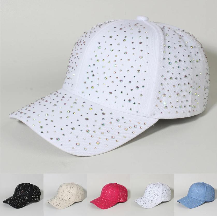 New Trendy Versatile Popular Style Baseball Cap with Rhinestones, High Top and Hard Top