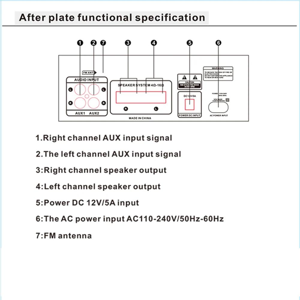 AK55 Auto-Verstärker 900W Max 2.0 Kanal Nennleistung 70W+70W Bluetooth Audio Hifi AMP Karaoke Musik-Player Unterstützt 110V 220V 12V