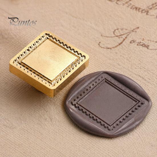 Stationery Accessory Minimalist Frame Wax Seal Stamp Head, Solid Brass Engraved Sealing Journal Decoration Replacement Heads for Envelope Gift