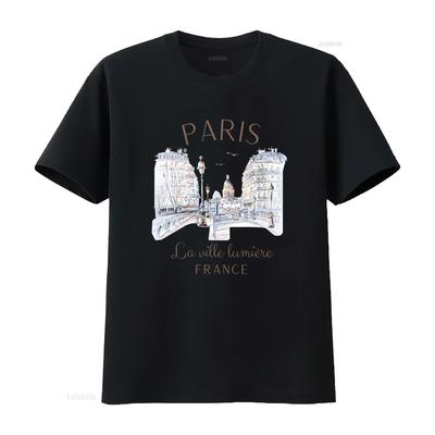 Paris Montmartre French France Soft Comfortable T Shirt La Ville Lumière Design Vintage Washed Streetwear Breathable