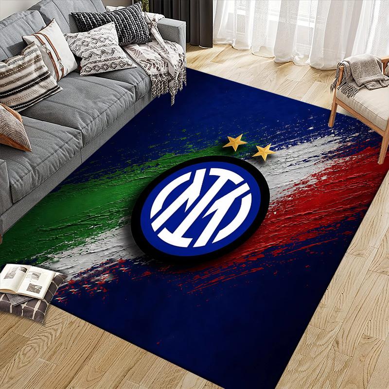 Football Club Internazionale Milano Flannel Pattern Square Carpet,Area Rug,Carpet Rug for Living Room Bedroom Sofa Playroom Decor,Non-slip Floor Mat