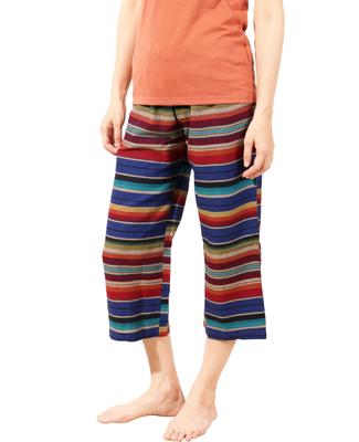 One Gradient Striped Sizes Pane(t) Women's Pants, Men's Loungewear, 3/4 Length, Blue, M-L