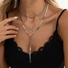 European and American Simple Adjustable Snake Bone Chain Y-shaped Fringed Necklace for Women, Stacked with Flash Diamonds, Pendant, Thin Chain Jewelry