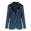 Autumn/Winter Dark Green Velvet One-Button Blazer for Women