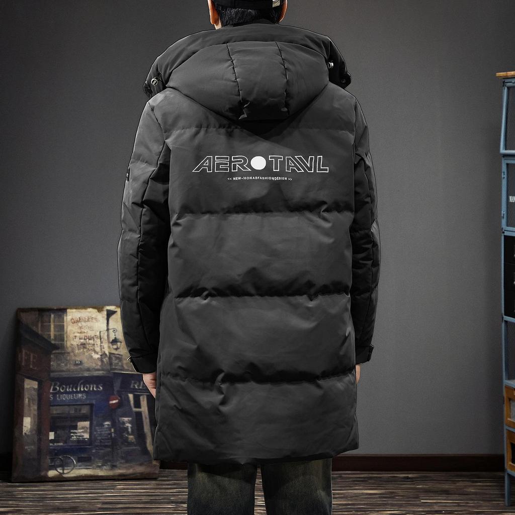 Men's 2025 Winter Hooded Down Jacket, 90% Duck Down, Mid-length, Warm H-Shaped Trendy Coat