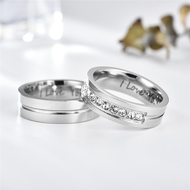 Inel de cuplu din oțel inoxidabil I LOVE YOU Inel de personalitate din oțel din titan
