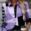 Spring Long Sleeve Button Shirts 3D Floral Printed Loose Lapel Shirt Vintage Women's Blouses Tops Summer Female Clothing 2026
