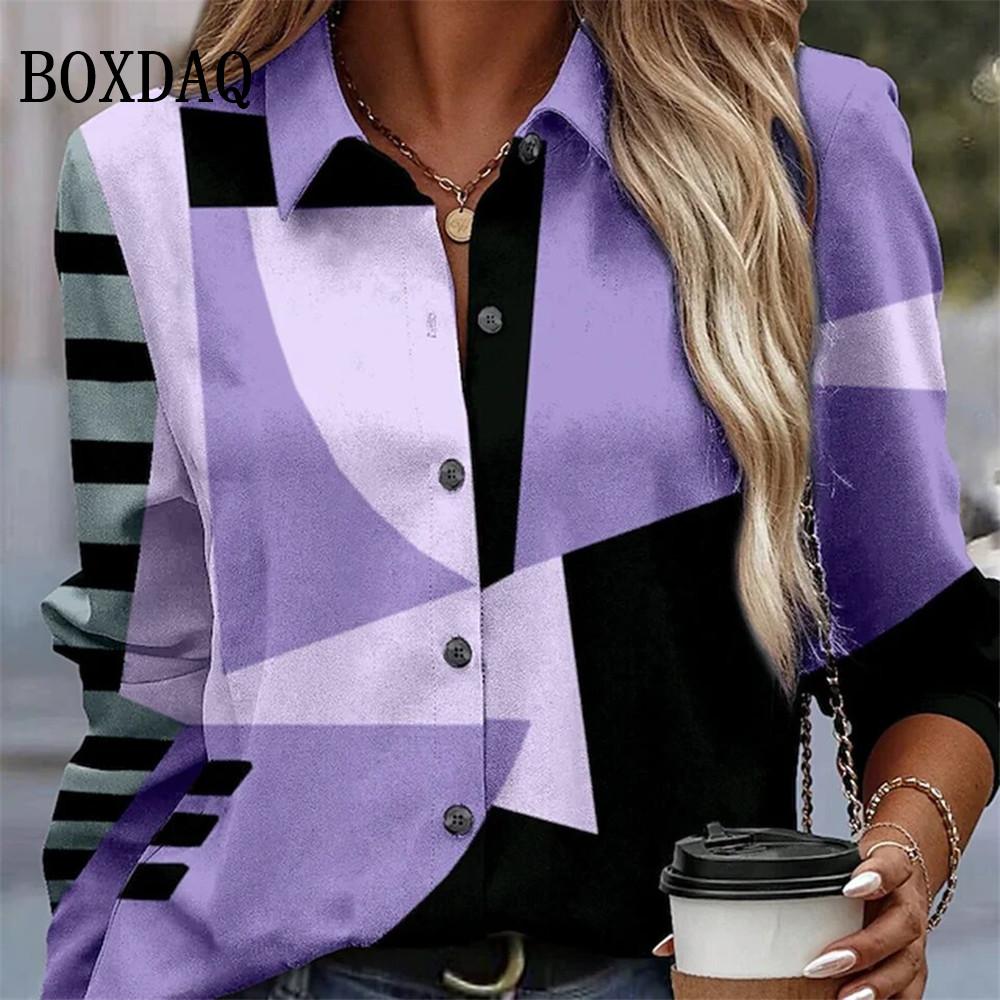 Spring Long Sleeve Button Shirts 3D Floral Printed Loose Lapel Shirt Vintage Women's Blouses Tops Summer Female Clothing 2026