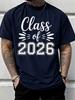Unisex Black Crew Neck Tee Class Of 2026 Letter Print Loose Oversized Short Sleeve Unisexs Streetwear Summer Casual Basic Top