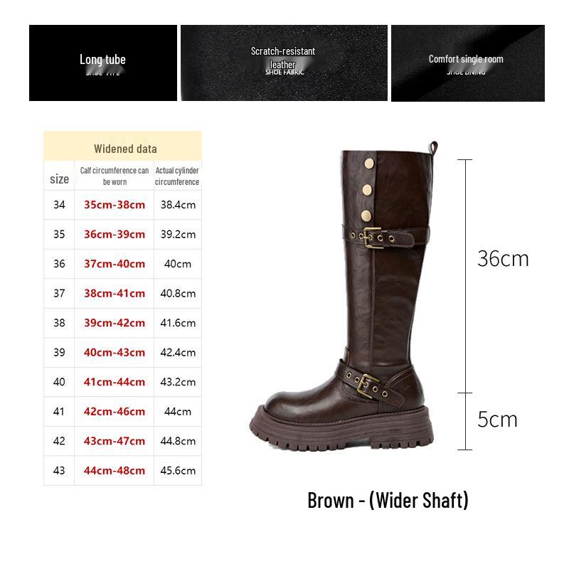 2025 A/W Black Wide Calf High-Thigh Knight Boots for Women