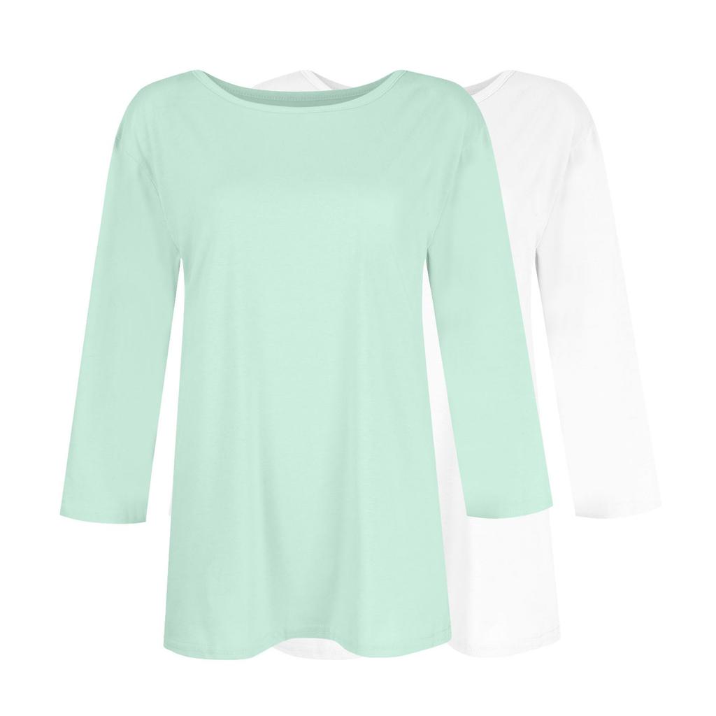 Women's Fashion Daily Versatile Casual O-Neck Three Quarter Sleeve  Top