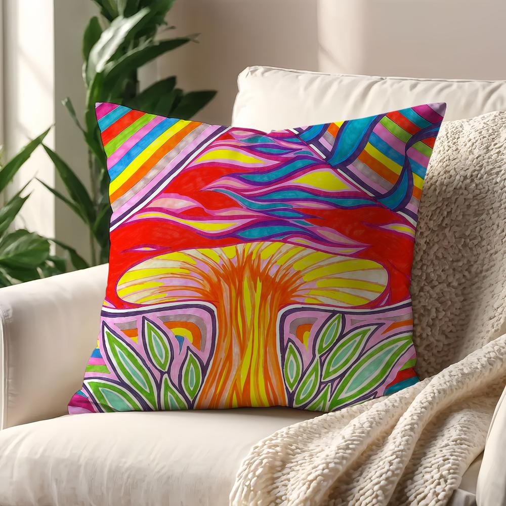 Art Psychedelic Geometrical Figures Cushion Cover For Pillow Printing Sofa Decoration Home Car Room Office Nordic Simplicity
