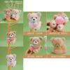 Cute Bear Plush Toy With Strawberry Decoration For Bag Accessories And Collectible Gift