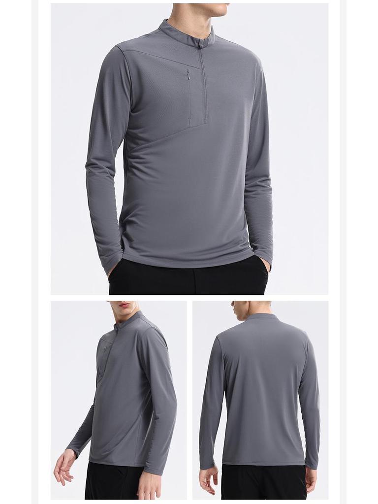 Di Jia Men's Half-Zip Quick-Dry Sports Top for Outdoor Training, Cycling, Running, and Fitness