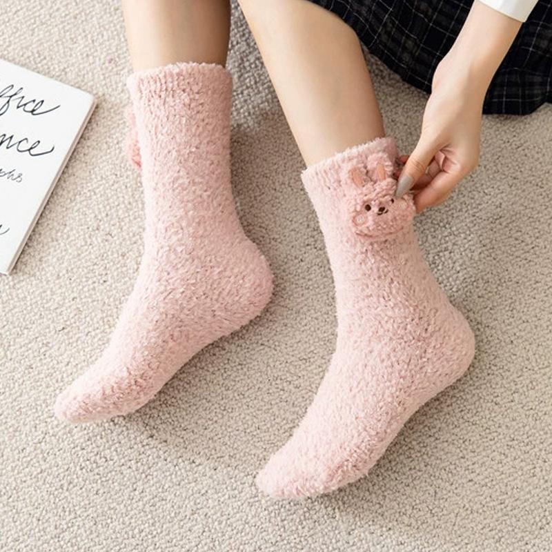 Coral Fleece Socks, Thickened Thermal Floor Socks, Terry Accessories Medium Tube Socks