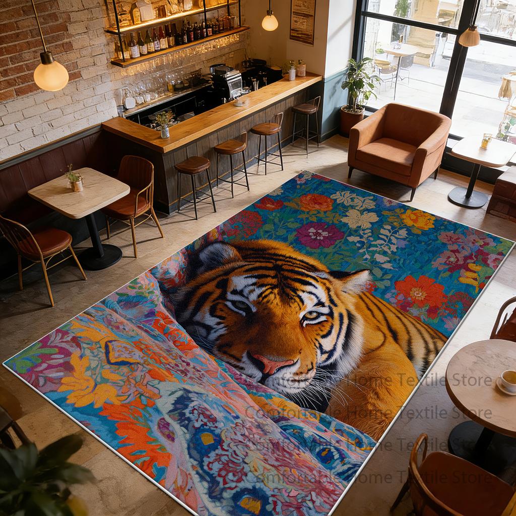 American Retro Tiger Style Coffee Tables Mat Decoration Living Room Washable Fluffy Rug Large Area Non-slip Short Velvet Carpet