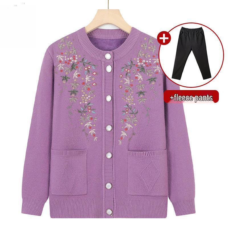 Damen-Winterpullover mit Samtfutter für mittlere und ältere Menschen - Kollektion 2025