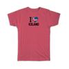 Geschenk-T-Shirt : Ich liebe Island Flagge Herz Landeswappen Isländischer Auswanderer