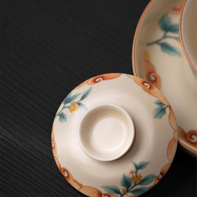 Čínská retro pec Ru keramická gaiwan ručně malované květiny šálek ručně vyráběný krásný čajový nálevník domácí čajová miska přenosné čajové nádobí