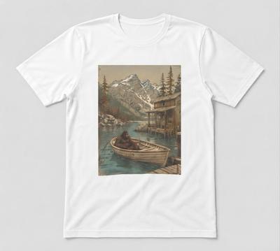 Bigfoot's Mountain Retreat Forest Adventure Creature Gift Unisex White T-shirt