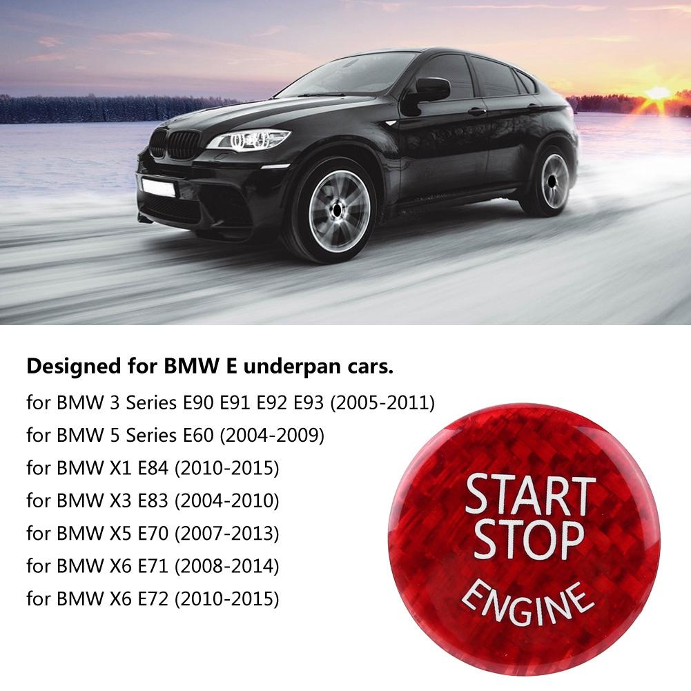 Carbon Fiber Engine Stop Switch Button Cover Sticker for BMW E Underpan Car