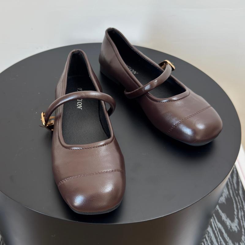 Designer Frühling Quadratische Spitze Damen Ballerinas Komfort Weiche Sohle Leder Einzelne Schuhe Damen Elegant Kleid Oma Schuhe