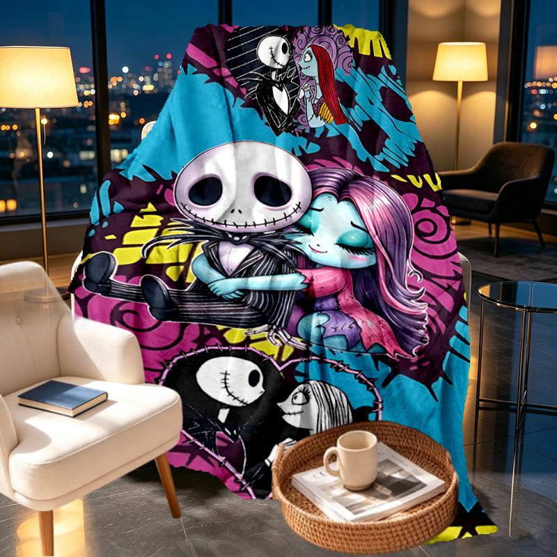 The Nightmare Before Christmas Print Blanket - Soft & Comfortable, for Bedroom, Travel, Sofa, Home Decoration - Birthday Christmas Gift for Friend