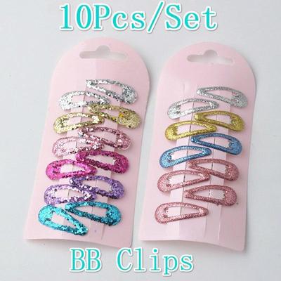 10Pcs Pack Fashion Mini Hairpin Small 3cm Print Candy Color Lovely Popular Kids BB Korean Hair Clips