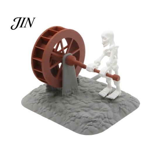 Fish Tank Ornament Waterwheel Skeleton Decoration for Tank, Spooky Skull Aquarium Underwater Decor Ornament, Landscaping Accessories