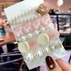 5Pcs/Set Fashion Smiley Pearl Hair Clip For Women Girl Geometric Acetate Barrettes Hairpin Headwear Hair Accessories  Trendy