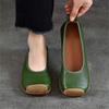 Retro Square Toe Shallow Flat Shoes Genuine Leather Loafers Soft Sole Women's Slip-on Shoes