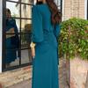 Women's Ruched Bodycon Evening Dress Casual Long Sleeve V Neck Prom Dress Cocktail Party Formal Maxi Mermaid Dress